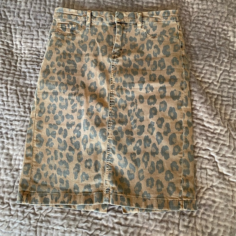 Leopard Denim Skirt